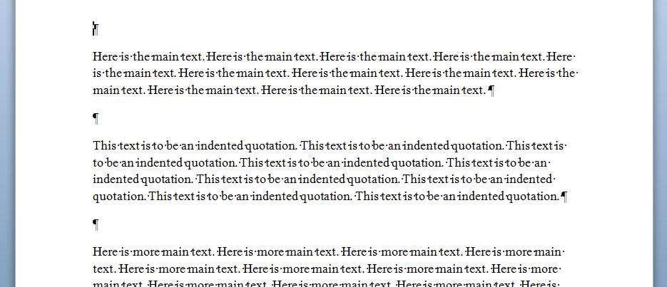 MS Word text to be formatted